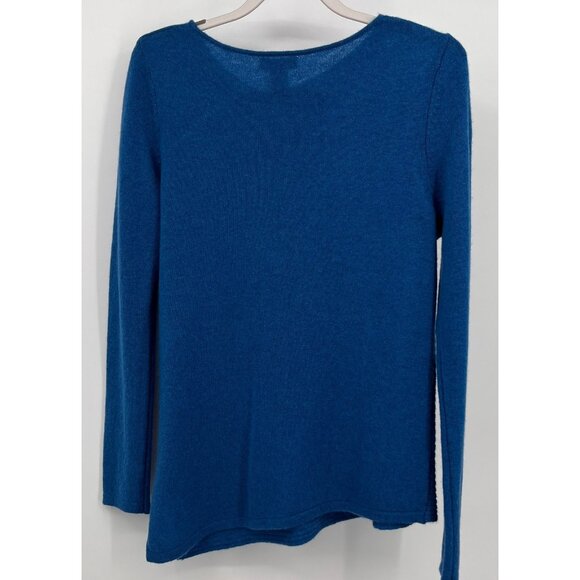 Griffen Cashmere Long Sleeve Sweater Size L Teal Blue Boat Neck Knit Pullover - Picture 3 of 10